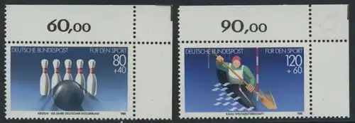 BUND 1985 Michel-Nummer 1238-1239 postfrisch SATZ(2) EINZELMARKEN ECKRÄNDER oben rechts
