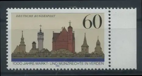 BUND 1985 Michel-Nummer 1240 postfrisch EINZELMARKE RAND rechts