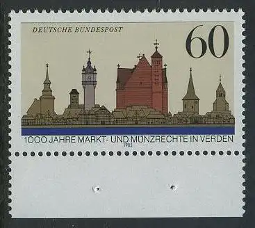 BUND 1985 Michel-Nummer 1240 postfrisch EINZELMARKE RAND unten