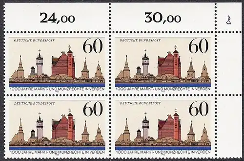 BUND 1985 Michel-Nummer 1240 postfrisch BLOCK ECKRAND oben rechts