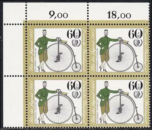 BUND 1985 Michel-Nummer 1243 postfrisch BLOCK ECKRAND oben links