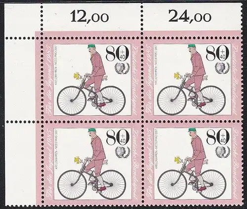 BUND 1985 Michel-Nummer 1244 postfrisch BLOCK ECKRAND oben links