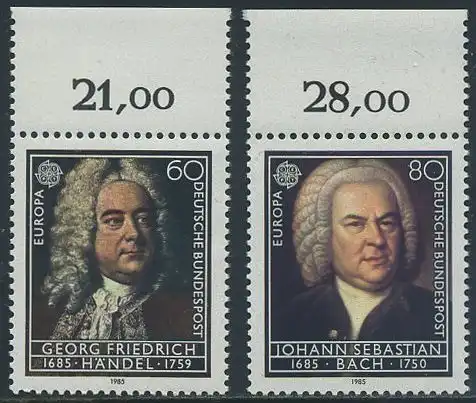 BUND 1985 Michel-Nummer 1248-1249 postfrisch SATZ(2) EINZELMARKEN RÄNDER oben (a)