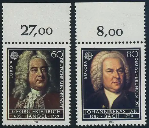 BUND 1985 Michel-Nummer 1248-1249 postfrisch SATZ(2) EINZELMARKEN RÄNDER oben (d)
