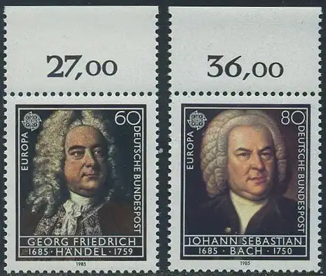 BUND 1985 Michel-Nummer 1248-1249 postfrisch SATZ(2) EINZELMARKEN RÄNDER oben (c)