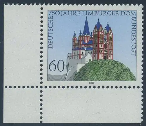 BUND 1985 Michel-Nummer 1250 postfrisch EINZELMARKE ECKRAND unten links