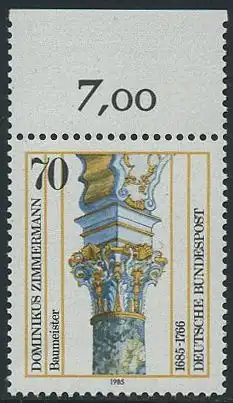 BUND 1985 Michel-Nummer 1251 postfrisch EINZELMARKE RAND oben (a)
