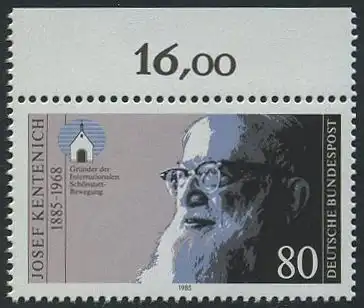 BUND 1985 Michel-Nummer 1252 postfrisch EINZELMARKE RAND oben (a)