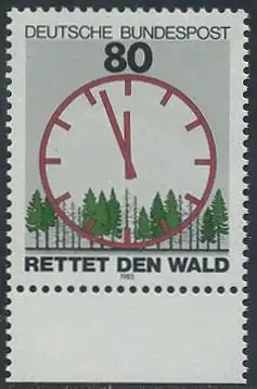 BUND 1985 Michel-Nummer 1253 postfrisch EINZELMARKE RAND unten