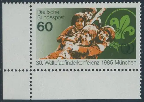 BUND 1985 Michel-Nummer 1254 postfrisch EINZELMARKE ECKRAND unten links
