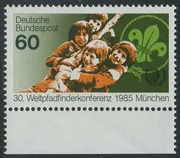 BUND 1985 Michel-Nummer 1254 postfrisch EINZELMARKE RAND unten