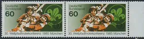 BUND 1985 Michel-Nummer 1254 postfrisch horiz.PAAR RAND rechts