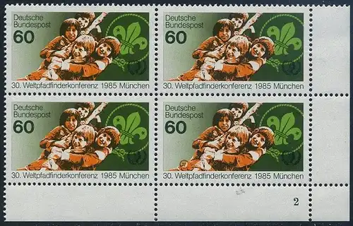 BUND 1985 Michel-Nummer 1254 postfrisch BLOCK ECKRAND unten rechts (FN)