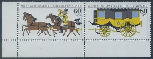 BUND 1985 Michel-Nummer 1256 postfrisch horiz.PAAR ECKRAND unten links