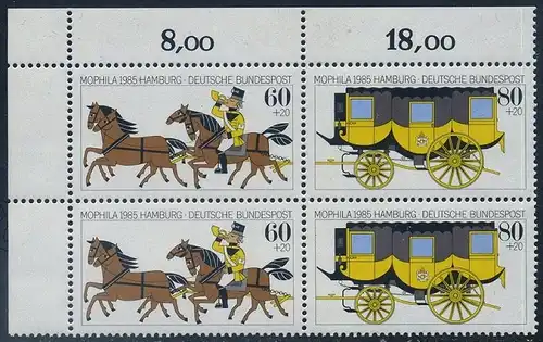 BUND 1985 Michel-Nummer 1256 postfrisch BLOCK ECKRAND oben links