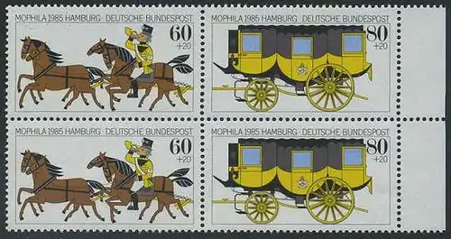 BUND 1985 Michel-Nummer 1256 postfrisch BLOCK RÄNDER rechts