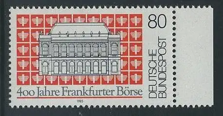 BUND 1985 Michel-Nummer 1257 postfrisch EINZELMARKE RAND rechts