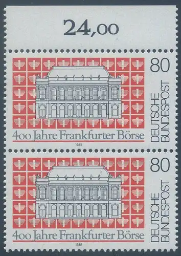 BUND 1985 Michel-Nummer 1257 postfrisch vert.PAAR RAND oben