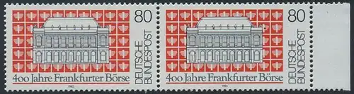 BUND 1985 Michel-Nummer 1257 postfrisch horiz.PAAR RAND rechts