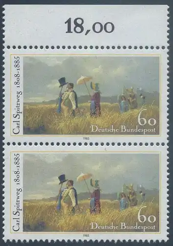 BUND 1985 Michel-Nummer 1258 postfrisch vert.PAAR RAND oben