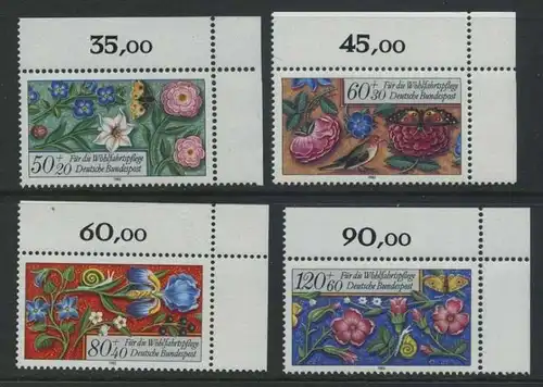 BUND 1985 Michel-Nummer 1259-1262 postfrisch SATZ(4) EINZELMARKEN ECKRÄNDER oben rechts