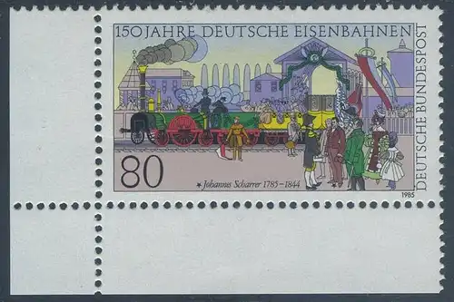 BUND 1985 Michel-Nummer 1264 postfrisch EINZELMARKE ECKRAND unten links