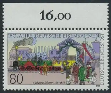 BUND 1985 Michel-Nummer 1264 postfrisch EINZELMARKE RAND oben (a)