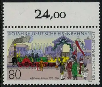 BUND 1985 Michel-Nummer 1264 postfrisch EINZELMARKE RAND oben (b)