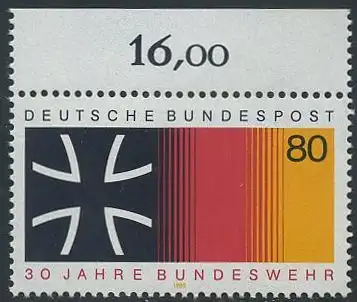 BUND 1985 Michel-Nummer 1266 postfrisch EINZELMARKE RAND oben (a)