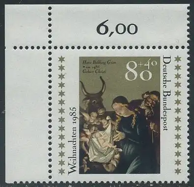 BUND 1985 Michel-Nummer 1267 postfrisch EINZELMARKE ECKRAND oben links