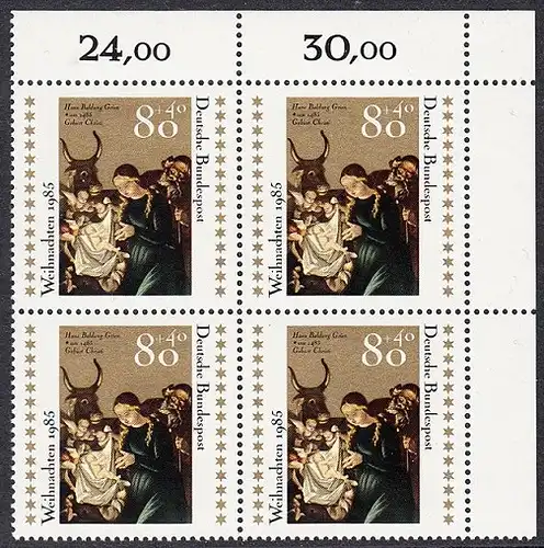 BUND 1985 Michel-Nummer 1267 postfrisch BLOCK ECKRAND oben rechts