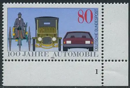 BUND 1986 Michel-Nummer 1268 postfrisch EINZELMARKE ECKRAND unten rechts (FN)