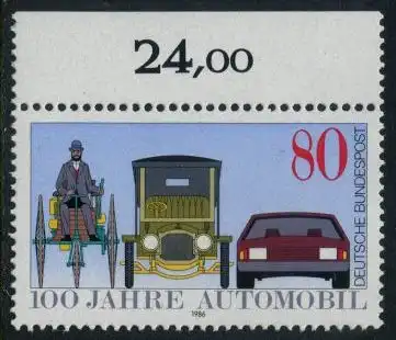 BUND 1986 Michel-Nummer 1268 postfrisch EINZELMARKE RAND oben (a)