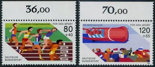 BUND 1986 Michel-Nummer 1269-1270 postfrisch SATZ(2) EINZELMARKEN RÄNDER oben