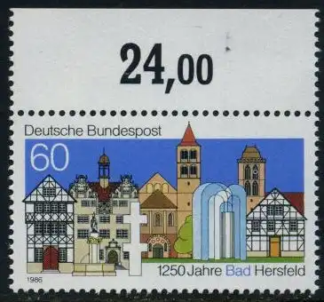 BUND 1986 Michel-Nummer 1271 postfrisch EINZELMARKE RAND oben