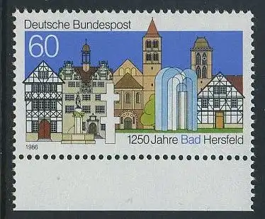 BUND 1986 Michel-Nummer 1271 postfrisch EINZELMARKE RAND unten