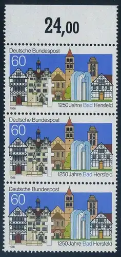 BUND 1986 Michel-Nummer 1271 postfrisch vert.STRIP(3) RAND oben