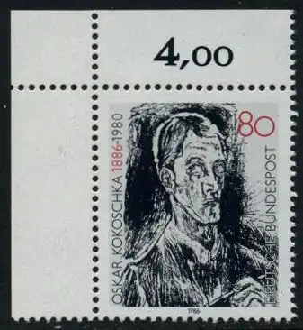 BUND 1986 Michel-Nummer 1272 postfrisch EINZELMARKE ECKRAND oben links