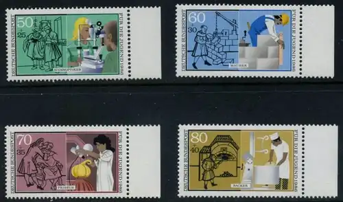 BUND 1986 Michel-Nummer 1274-1277 postfrisch SATZ(4) EINZELMARKEN RÄNDER rechts