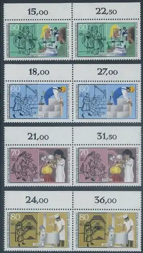BUND 1986 Michel-Nummer 1274-1277 postfrisch SATZ(4) horiz.PAARE RÄNDER oben