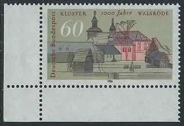 BUND 1986 Michel-Nummer 1280 postfrisch EINZELMARKE ECKRAND unten links