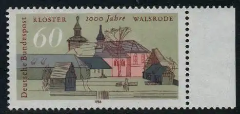 BUND 1986 Michel-Nummer 1280 postfrisch EINZELMARKE RAND rechts
