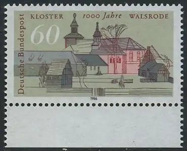 BUND 1986 Michel-Nummer 1280 postfrisch EINZELMARKE RAND unten