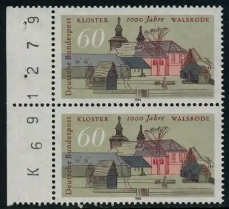 BUND 1986 Michel-Nummer 1280 postfrisch vert.PAAR RAND links (BZ)
