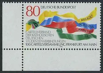 BUND 1986 Michel-Nummer 1283 postfrisch EINZELMARKE ECKRAND unten links