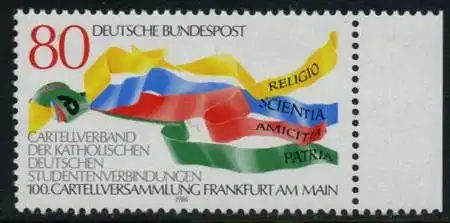 BUND 1986 Michel-Nummer 1283 postfrisch EINZELMARKE RAND rechts