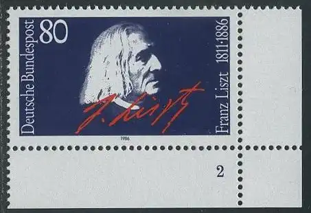 BUND 1986 Michel-Nummer 1285 postfrisch EINZELMARKE ECKRAND unten rechts (FN)