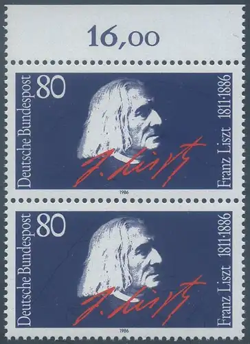 BUND 1986 Michel-Nummer 1285 postfrisch vert.PAAR RAND oben