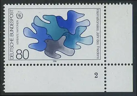 BUND 1986 Michel-Nummer 1286 postfrisch EINZELMARKE ECKRAND unten rechts (FN)