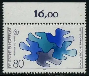 BUND 1986 Michel-Nummer 1286 postfrisch EINZELMARKE RAND oben